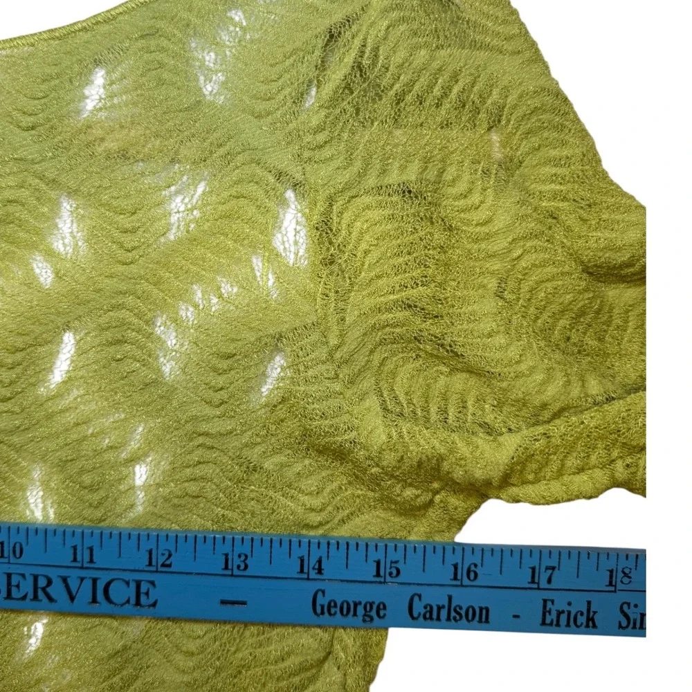 Zara Womens‎ Lime Green Pointelle Knit Open Back Long Sleeve Top Size Medium